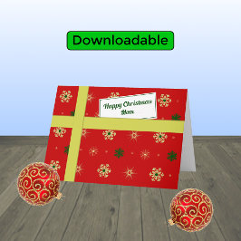 ママ赤い小包のモダンクリスマス シーズンカード