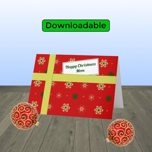 ママ赤い小包のモダンクリスマス シーズンカード
