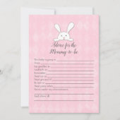 ママ赤ちゃんシャワーアドバイス用ホワイトバニーピンク 招待状 (正面)