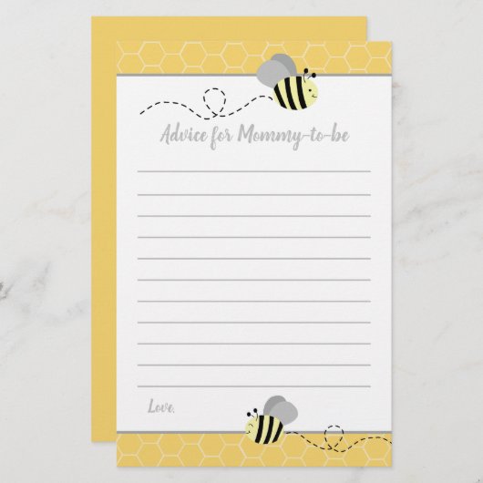 ママ赤ちゃんシャワーカード用グレーのまわりにアドバイス (正面/裏面)