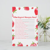 ママ赤ちゃんシャワーゲームを知っているストロベリーベリー 便箋 (スタンド正面)