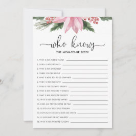 ママ赤ちゃんシャワーゲームを知っているピンクのポインセチア 招待状