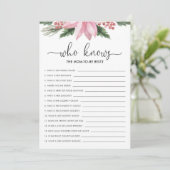 ママ赤ちゃんシャワーゲームを知っているピンクのポインセチア 招待状 (スタンド正面)