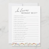 ママ赤ちゃんシャワーゲームカードを知っている野花 招待状 (正面)
