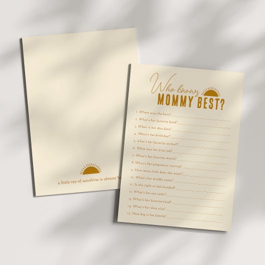 ママ赤ちゃんシャワーゲームカードを知るボホサン 招待状