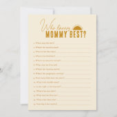 ママ赤ちゃんシャワーゲームカードを知るボホサン 招待状 (正面)