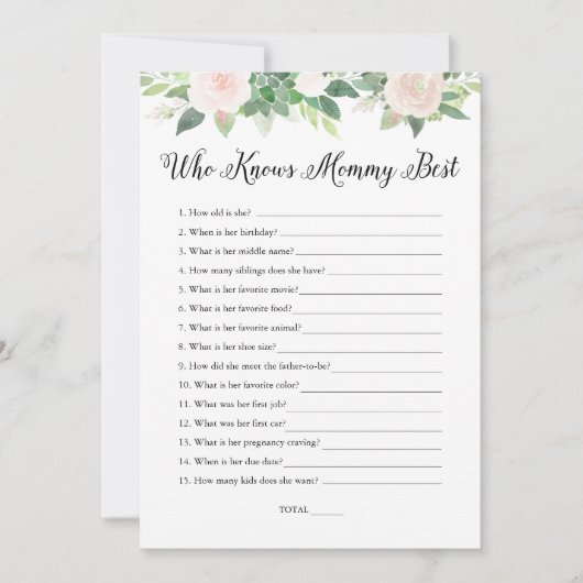 ママ赤ちゃんシャワー最高のゲームを知るデボン 招待状 (正面)