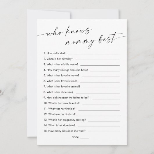 ママ赤ちゃんシャワー最高のゲームを知るKAIA 招待状 (正面)