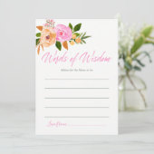 ママ赤ちゃんシャワー用ピンクの水カラーフローラアドバイス 招待状 (スタンド正面)