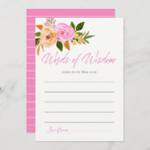 ママ赤ちゃんシャワー用ピンクの水カラーフローラアドバイス 招待状 (正面/裏面)
