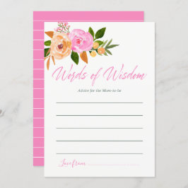 ママ赤ちゃんシャワー用ピンクの水カラーフローラアドバイス 招待状