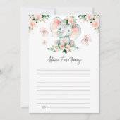 ママ赤ちゃんシャワー用ピンクローゼゾウアドバイス 招待状 (正面)