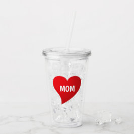 ママ赤ビッグハートモダンタイポグラフィかわいい アクリルタンブラー