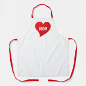 ママ赤ビッグハートモダンタイポグラフィかわいい エプロン (正面)