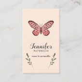 ママ通話カードピンクバタフライ 名刺 (正面)
