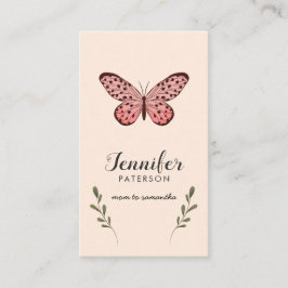 ママ通話カードピンクバタフライ 名刺