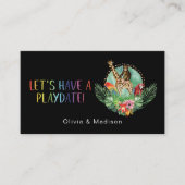 ママ遊び日カラフルサファリ動物カード 名刺 (正面)