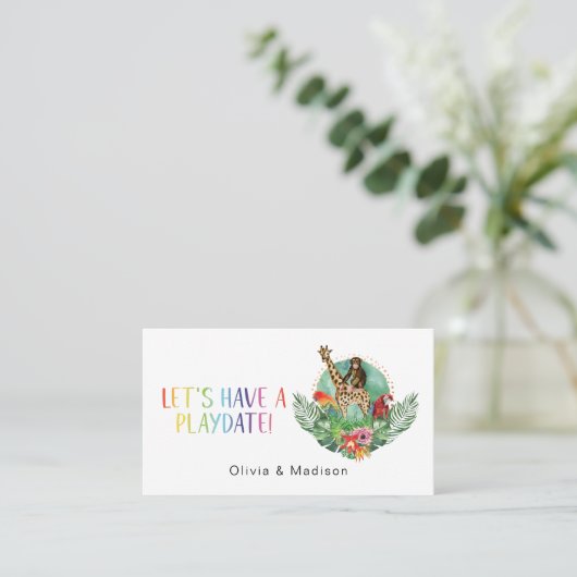 ママ遊び日カラフルサファリ動物カード 名刺 (スタンド正面)