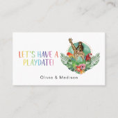 ママ遊び日カラフルサファリ動物カード 名刺 (正面)