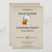 ママ運のジャック・オ・ランタンヴィンテージハロウィーン 招待状 (正面/裏面)