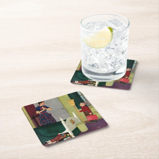 ママ部屋の掃除をした! スクエアペーパーコースター (インサイチュ)