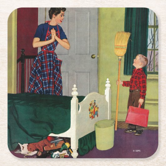 ママ部屋の掃除をした! スクエアペーパーコースター (正面)