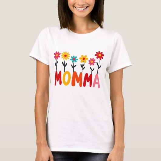 ママ開花-お洒落フローラ手書きアート Tシャツ (正面)
