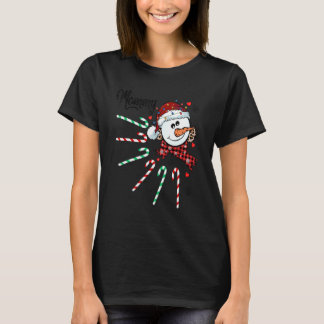 ママ雪だるまキャンディケーンクリスマスクリスマスクリスマス おもしろい Tシャツ