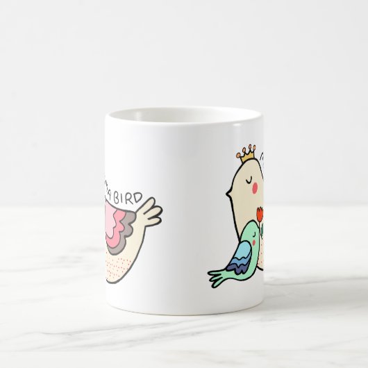 ママ鳥お母さんの日のプレゼントかわいいママの鳥絵 コーヒーマグカップ (中央)
