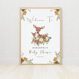 ママ鹿とベビー鹿の赤ちゃんシャワー歓迎サイン ポスター