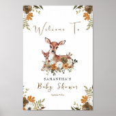 ママ鹿とベビー鹿の赤ちゃんシャワー歓迎サイン ポスター (正面)
