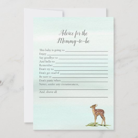 ママ鹿の赤ちゃんゲームのためのアドバイス - フォレストアドベンチャー 招待状 (正面)