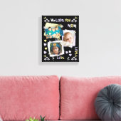 ママ黒と薄紫の花とハートと写真 キャンバスプリント (インサイチュ (リビング))