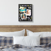 ママ黒と薄紫の花とハートと写真 キャンバスプリント (インサイチュ (寝室))