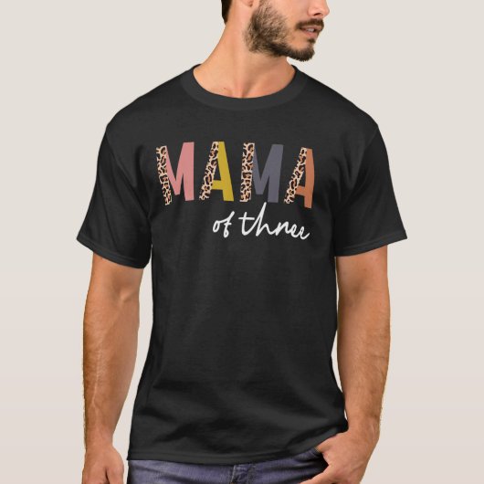 ママ3人の新しいママの贈り物のために、ヒョウのママ Tシャツ (正面)