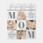 ママ4フォトコラージュ大理石 フリースブランケット (正面)