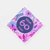 ママ60今日ピンクとブルーのフローラパーティー スタンダードランチョンナプキン (角)