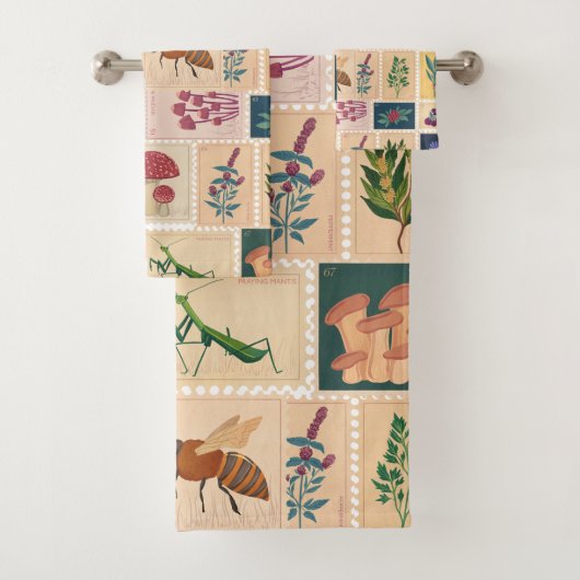 ママ60年代の古い切手ヴィンテージパターン バスタオルセット (インサイチュ)