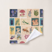 ママ60年代の古い切手ヴィンテージパターン バスタオルセット (ウォッシュタオル)