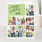 ママ7フォトコラージグリーンパーソナライズされた誕生日 カード (正面)