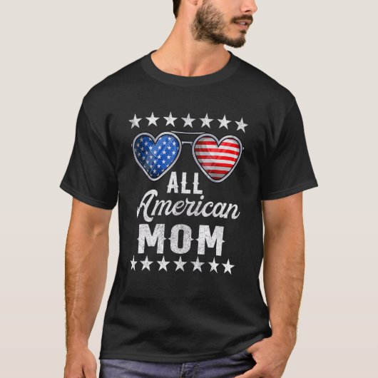 ママ7月4日メンズオールアメリカンママF Tシャツ (正面)