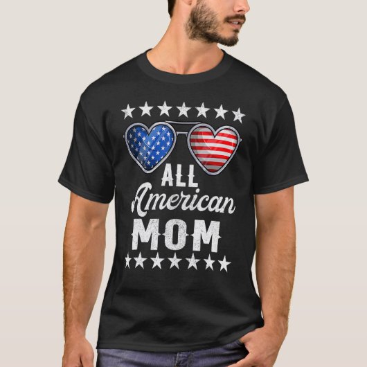 ママ7月4日メンズオールアメリカンママF Tシャツ (正面)