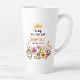 ママ、あなたは私の太陽の光 – フローラサンライズメッセージ カフェラテマグ