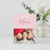 「ママ、いつもありがとう」ピンク ミニマル フォト ポストカード (スタンド正面)