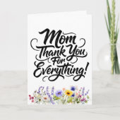 ママ、いつもありがとう 水彩の野の花 カード (正面)