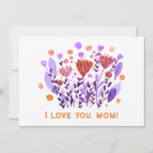 ママ、いつも愛してるよ。かわいいレトロドゥードルフラワーズ シーズンカード (正面)