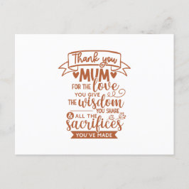 ママ いつも愛と知恵をありがとう あなたがくれたすべてのものに感謝してます ポストカード