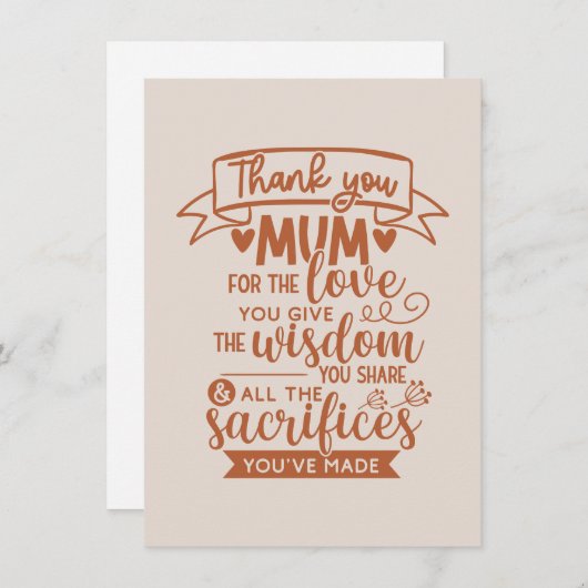 ママ いつも愛と知恵をありがとう シーズンカード (正面/裏面)