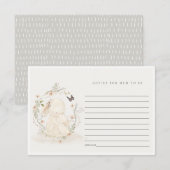 ママ うさぎ フラワーデザイン 赤ちゃんのためのアドバイス ママ ベビーシャワー エンクロージャーカード (正面/裏面)