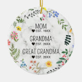 ママ、おばあちゃん素晴らし、おばあちゃんフローラ大理石 セラミックオーナメント (正面)